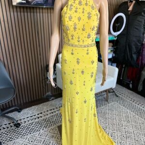 Sherri Hill Elegant Yellow Embellished Gown TAKING OFFERS